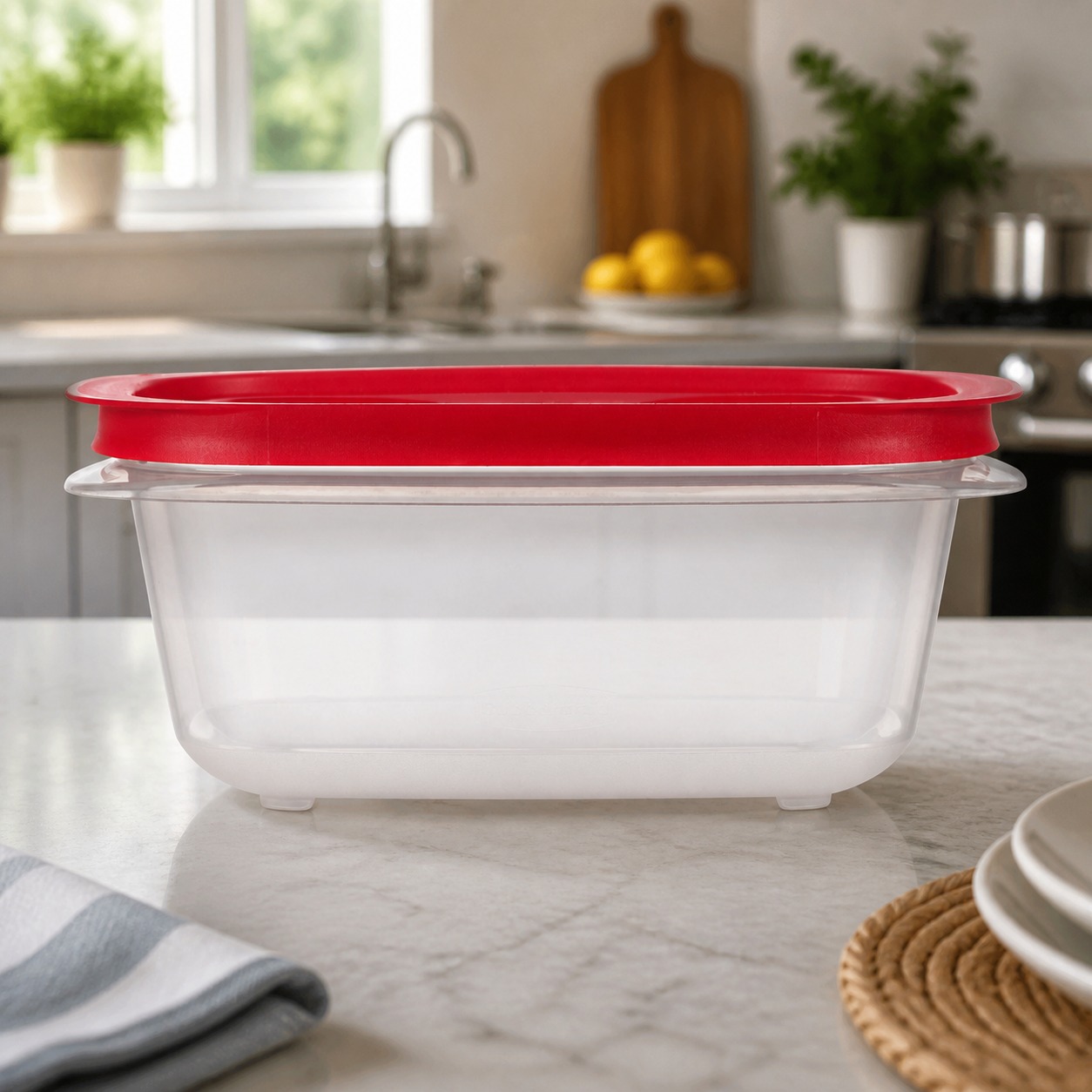 Meal Prep Organizer - Recipiente Retangular Vermelho para Armazenamento de