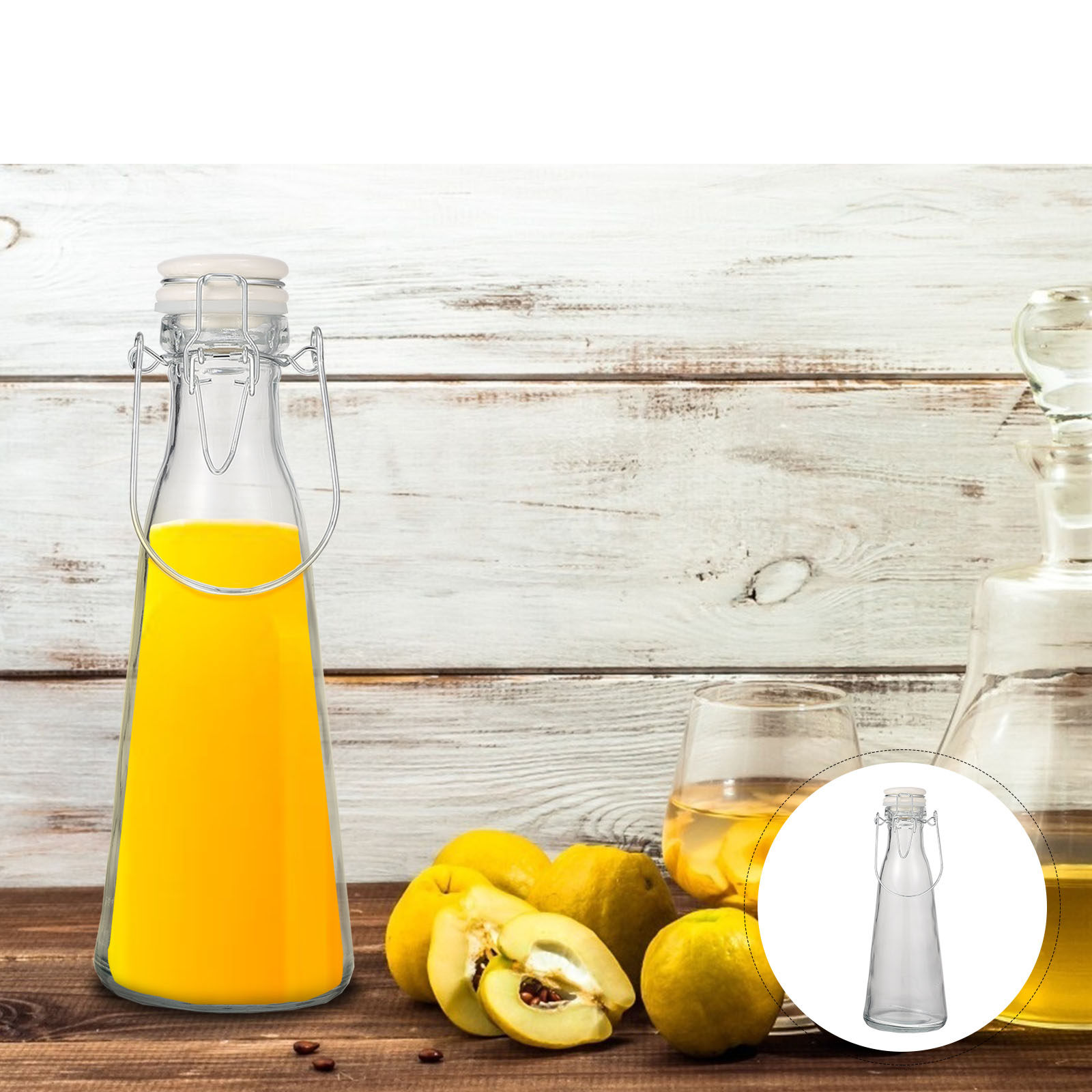 Glass Container Set - Conjunto de garrafas de vidro transparente