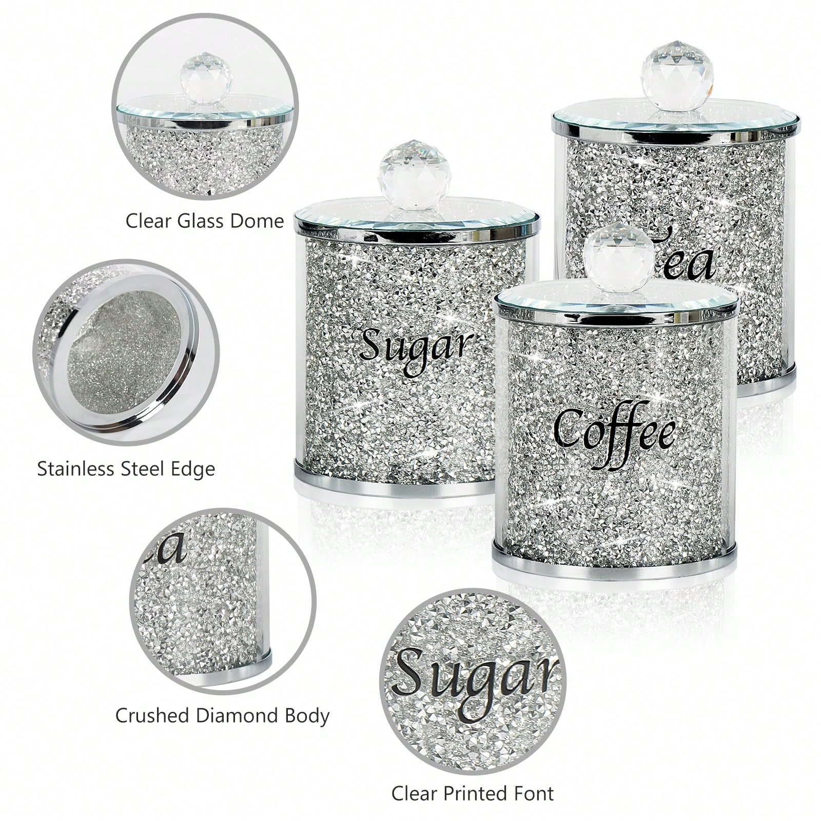 Glass Container Set - Conjunto de Potes para Café, Açúcar